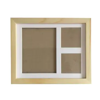 

Baby Handprint and Footprint Kit Boys and Girls Wooden Photo Frame with Stamp Ink Pad Baby Shower Decor Gifts (Wooden Color)