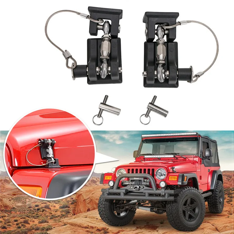 Engine Hood Lock Latches Catch Locking Anti-Theft Key Kit For Jeep TJ Wrangler Rubicon Accessories 1997-2006 KOLEROADER (6)