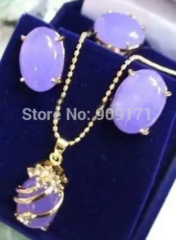 

Natural Alexandrite &Crystal pendant earring ring sets