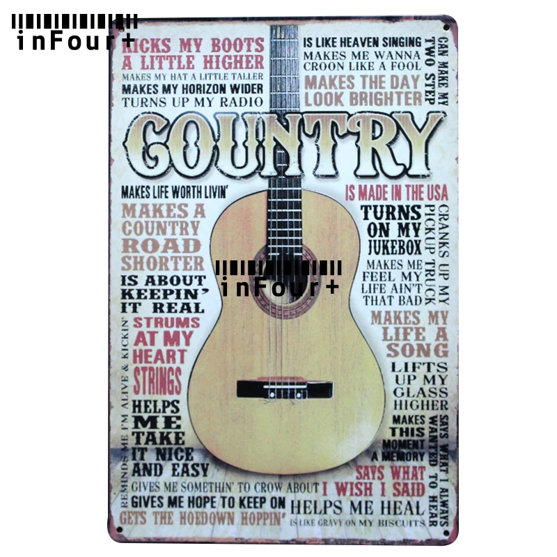 

New Coutry Music Cafe Bar Wall Decor Metal Tin Sign Vintage Home Decor Tin Sign Retro Metal Plaque Cool Metal Plate Metal Poster