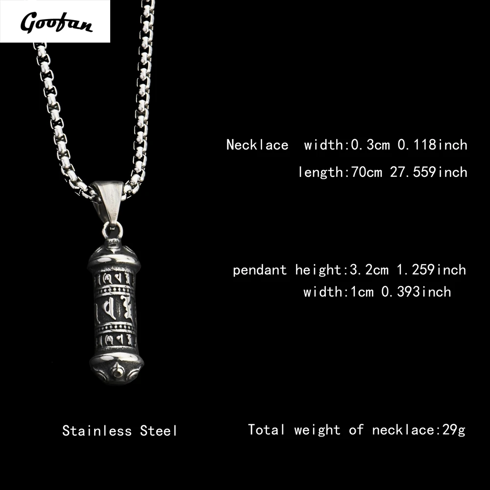 Goofan хип-хоп мужской уникальный стиль панк серебро тотемс цилиндр волшебный кулон и ожерелье 316L нержавеющая сталь крутые ювелирные изделия STN708