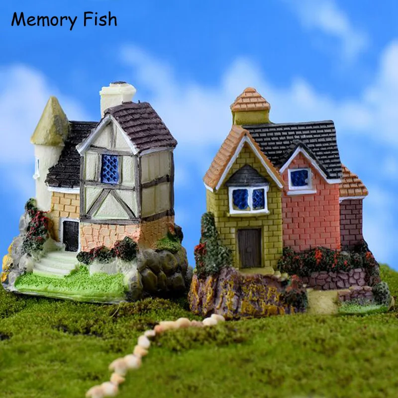 

4 Design Russian style Artificial Mini Cartoon country house Model toy Micro Garden Decoration/moss DIY Figurines Accessories