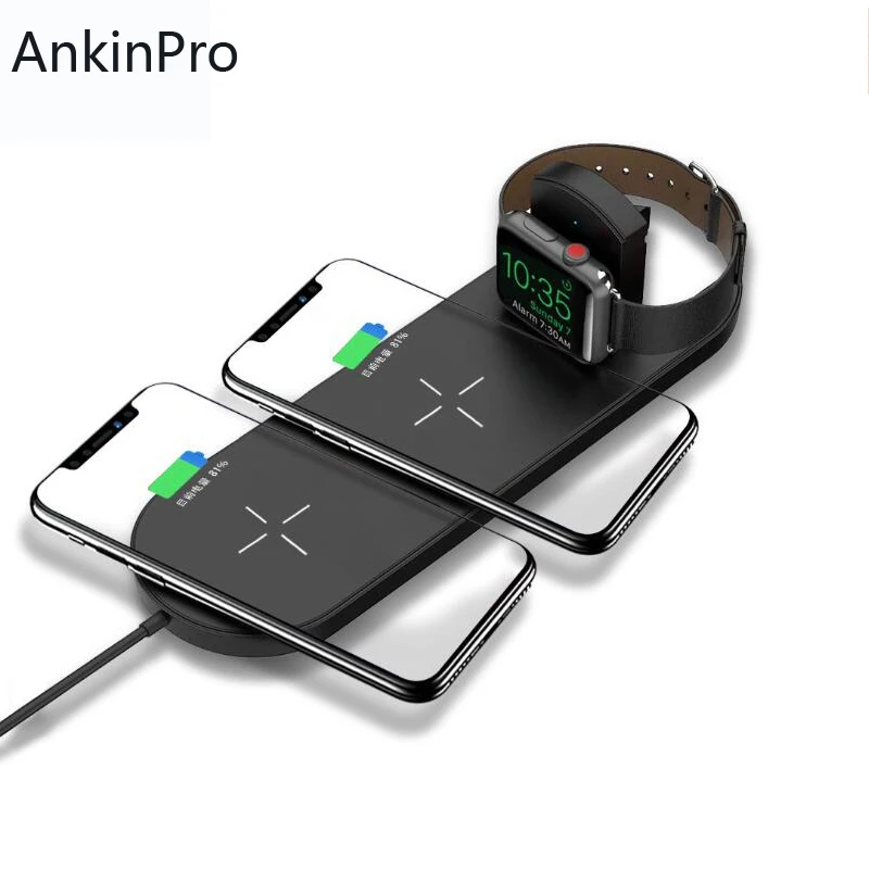 

AnkinPro QI Wireless Charger Fast Charging for Samsung Apple Watch iPhone 8 X Mobile Phone Stand Quick Charge 2.0 3.0