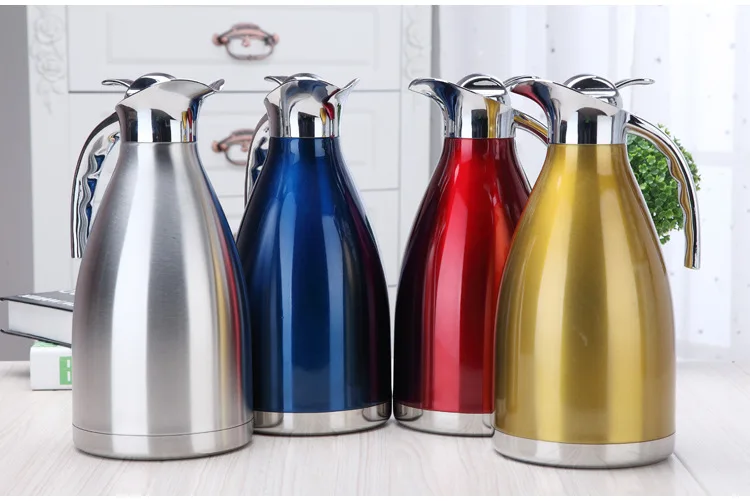 4 Color 1L 1.5L 2L Coffee Thermos Cup Stainless Steel Teapot Vacuum
