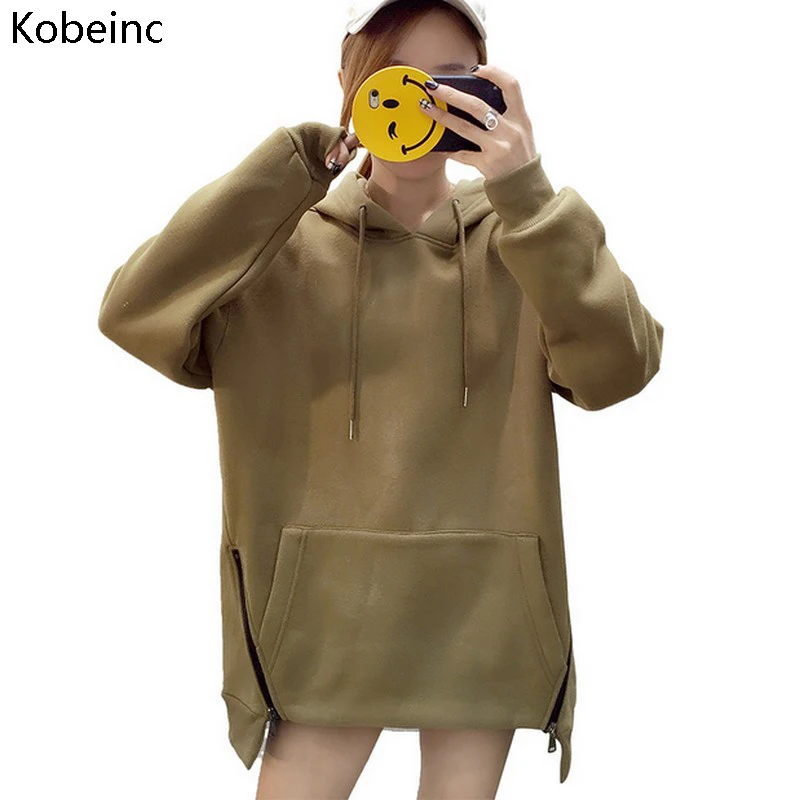 Kobeinc шнурок сумка карман Для женщин толстовки с капюшоном 2018 осень уличная молния