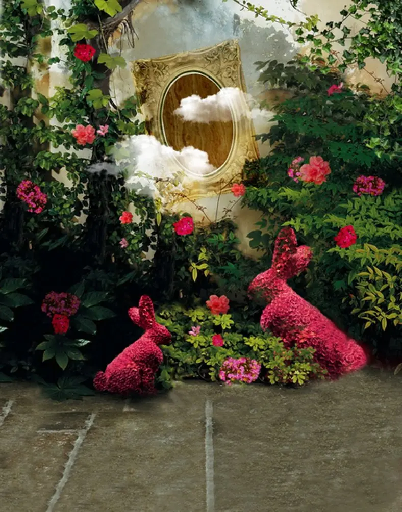 

5x7ft Flowers Cute Rabbit Photography Backdrops Photo Props Studio Background