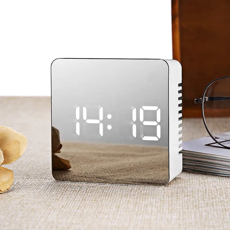 Mrosaa светодиодный цифровой будильник Температура повтора дисплей время ночной светодиодный светильник Настольный зеркальный будильник с батареей USB