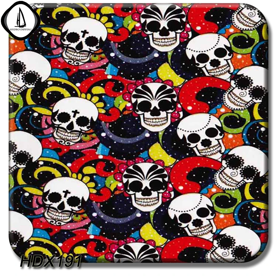 

Free Shipping New Deisgn HDX191 0.5M Width 10M 20M Length Skull Pattern Hydrographic Image Water Transfer Printing Film