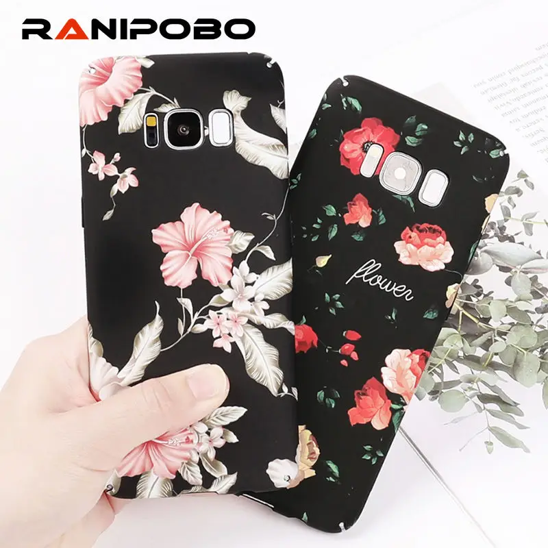 

Fashion Vintage Flower Cases For Samsung Galaxy S8 S9 Plus Note 8 Note 9 Floral PC Hard Protective Phone Back Cover Coque Gift
