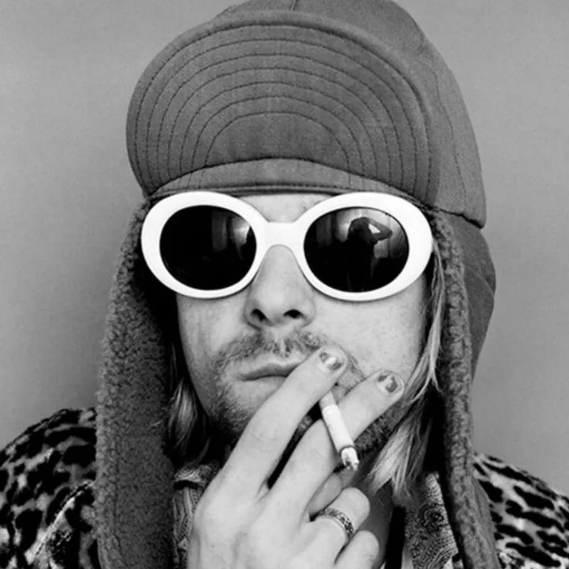REALSTAR Kurt Cobain большие круглые солнцезащитные очки в белой оправе женские брендовые