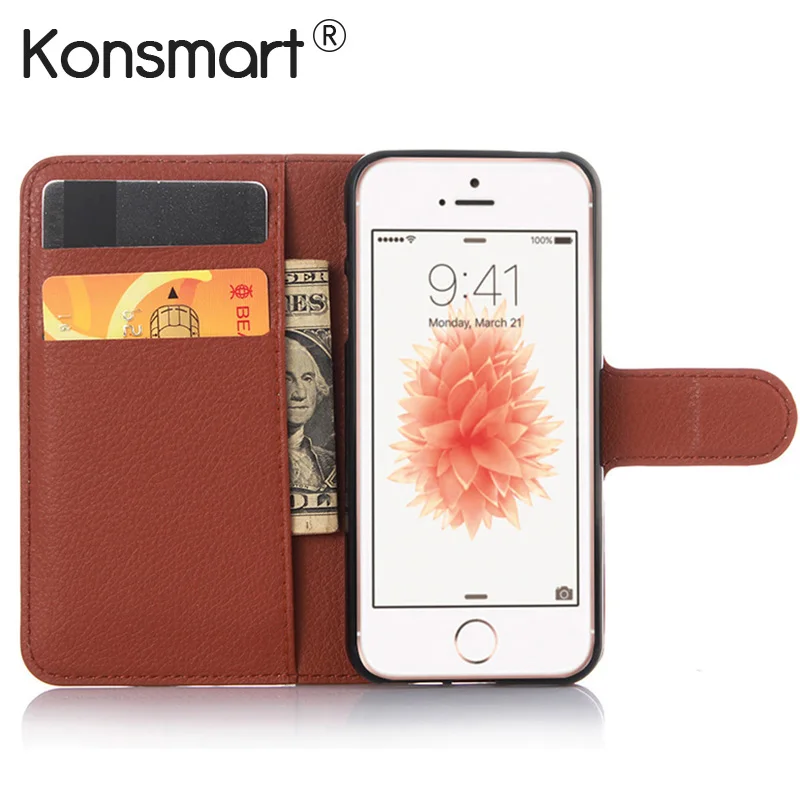 

KONSMART Coque For iPhone 5S Case Luxury Wallet PU Leather Case for Apple iPhone 5 5S SE Cover For iPhone5 Flip Stand Bookcase