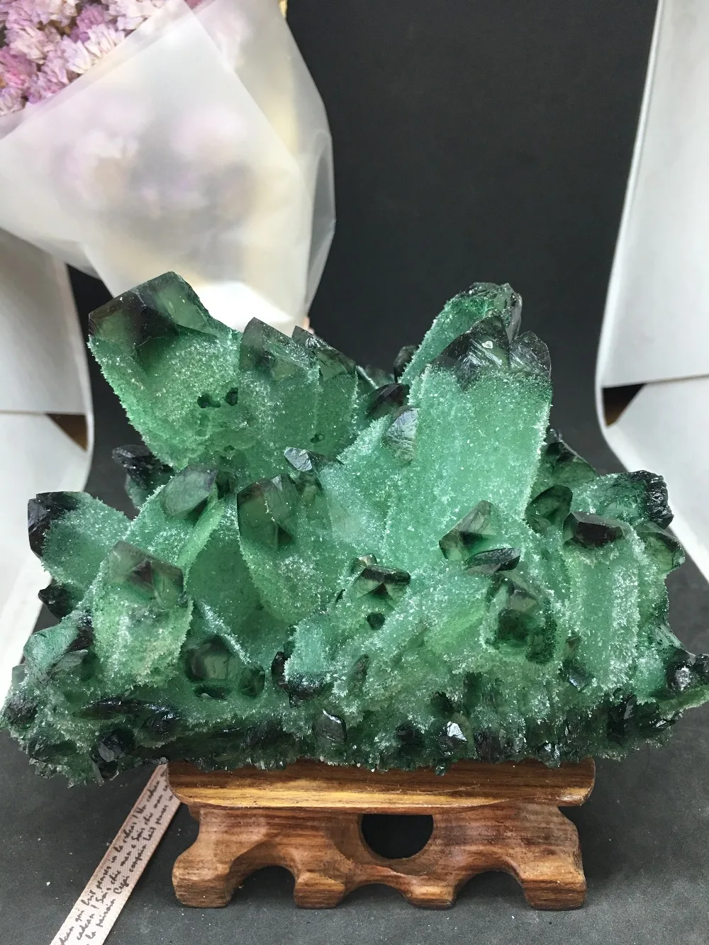 

PRETTY Aura Quartz Crystal Bismuth Titanium Silicon Clusters SPECIMEN Add the base