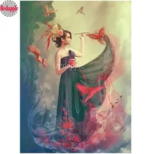 Фото на заказ девушка и птицы Алмазная картина мозаика Алмазная вышивка крестиком Настенный декор Стразы для вышивки 5D DIY Декор