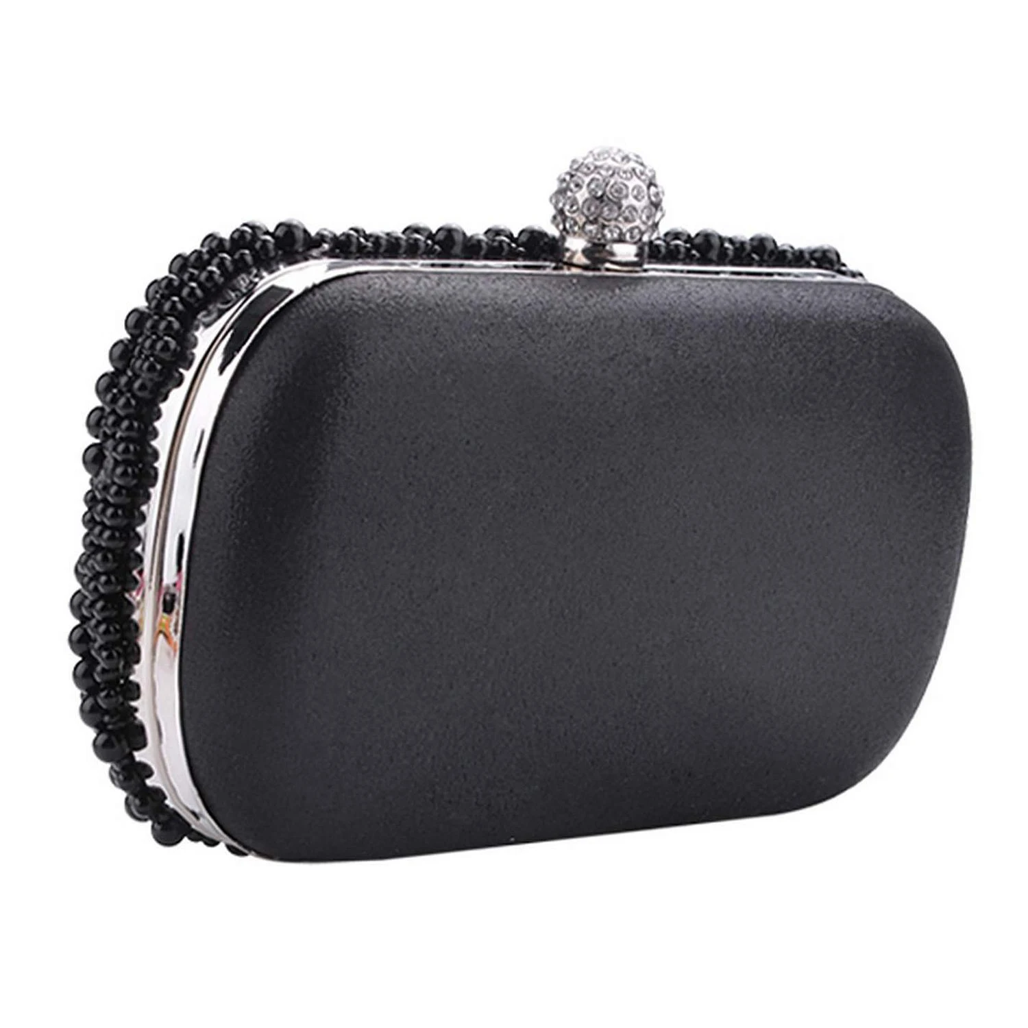 Online Hot Fashion damen schwarz perlen kupplung braut tasche unter arm tasche party hochzeit abend handtasche