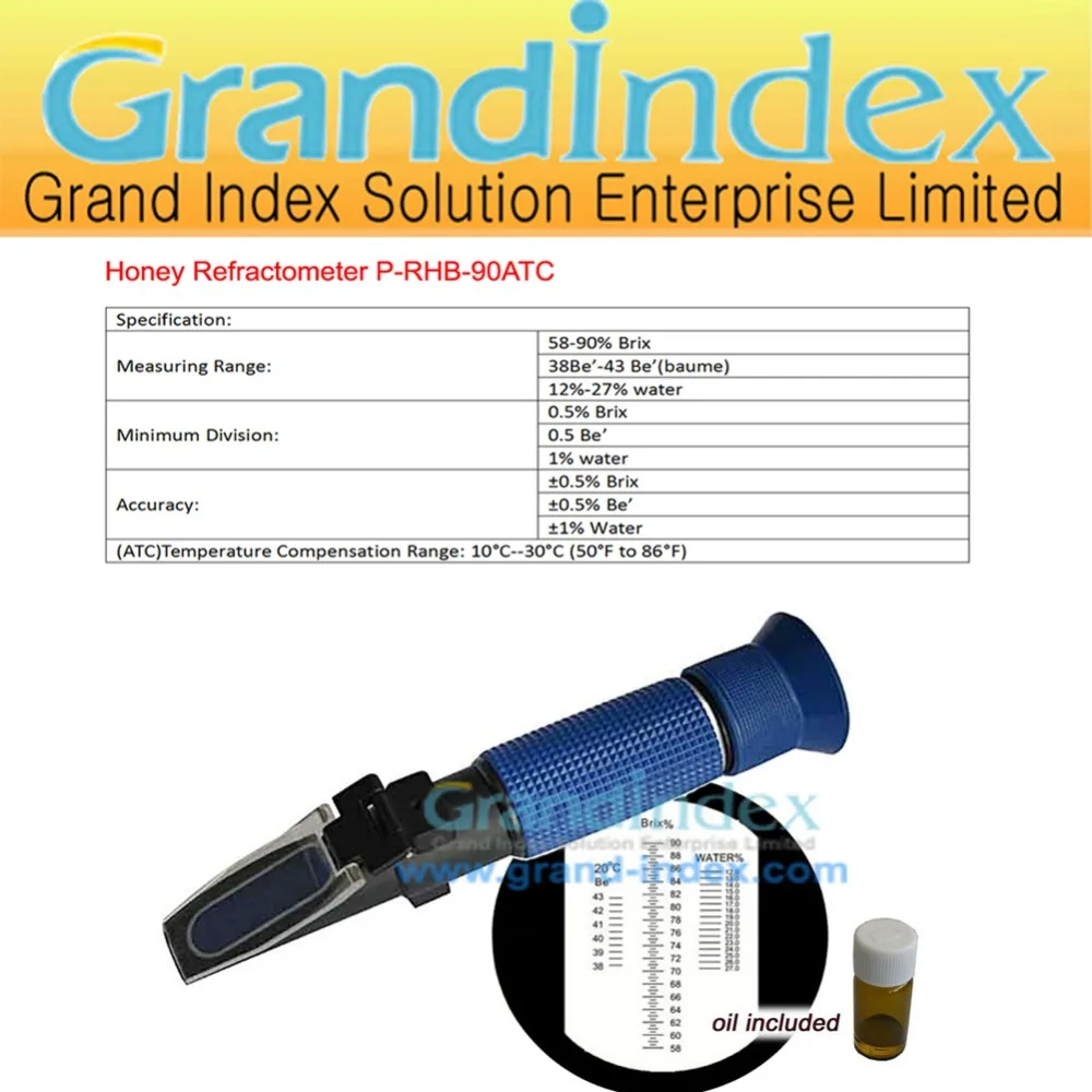 Grand Index Brix/honey Refractometer P-RHB-90ATC with Atc,great for Bee Keeper 