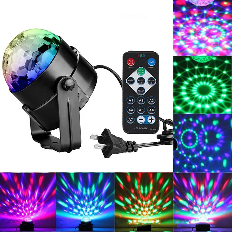 7 Цвет DJ диско шар Lumiere 3 Вт Активизированный голосом лазерный проектор RGB