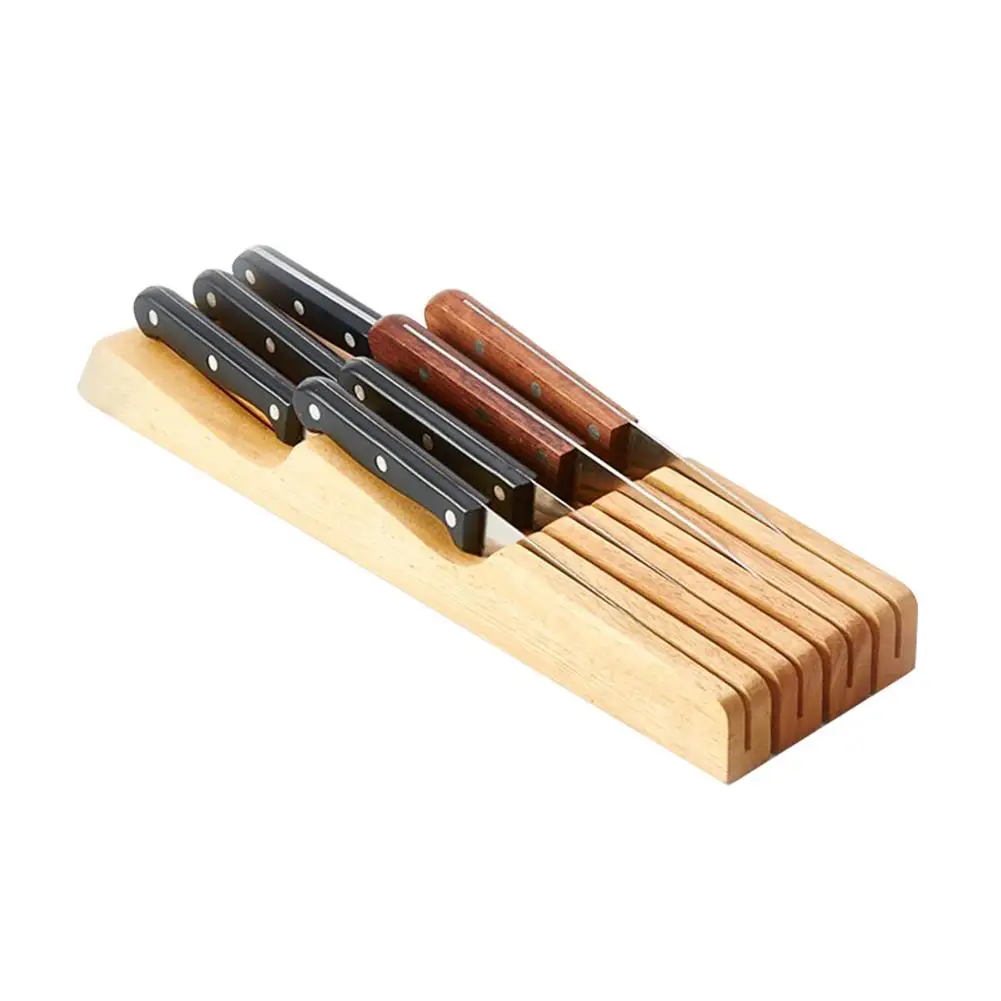 

Solid Wood Drawer Type Cutter Holder Kitchenware Horizontal Wood Cutter Holder Storage Rack
