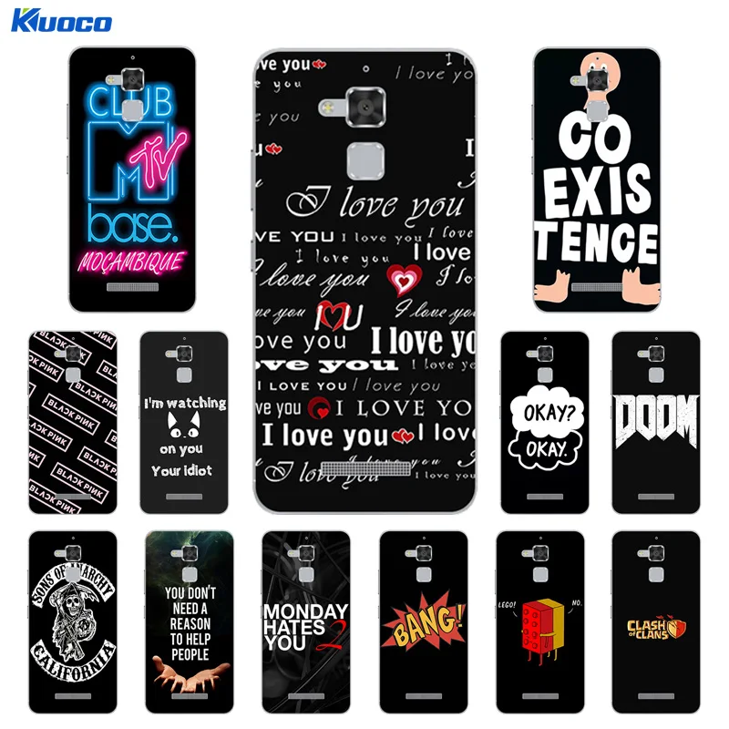 

Cover for Asus Zenfone 3 Max ZC520TL Black Letters Printing Case Silicon Coque for ZenFone 3 Deluxe ZS550KL Soft TPU Phone Bag