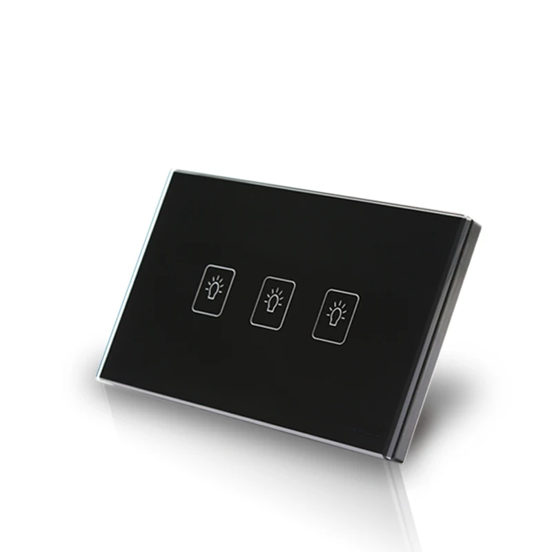 Панель сенсорного настенного переключателя 110 х72 мм 240 118 в|3 gang|crystal glass touch wallcrystal
