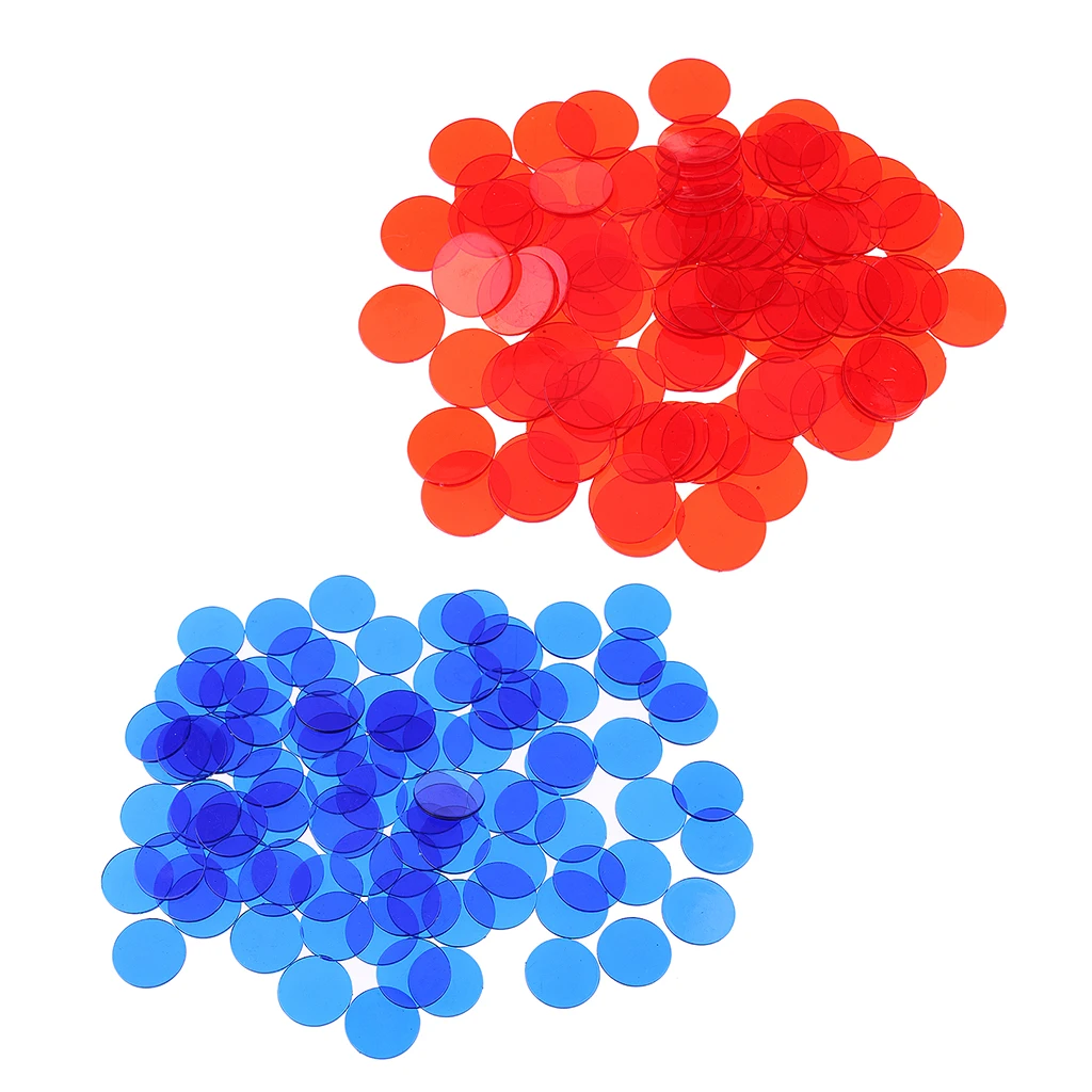 Perfeclansports Store-200 Pieces Translucent Bingo Chip 3/4 Inch for Bingo Game Cards Red& Blue
