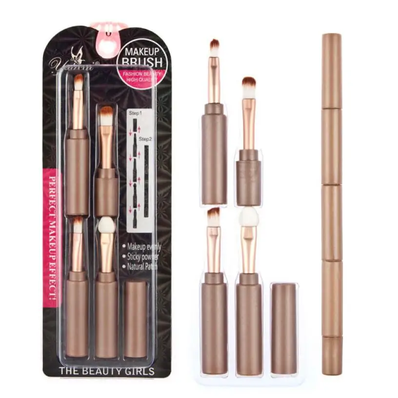 

4PCS/Set Multi-function folding makeup brush Retractable lip brush Eyeliner Concealer Custom top four brush set May10#2