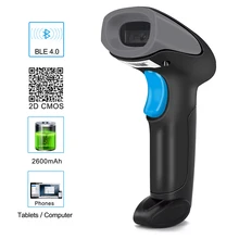 Wireless & Wired 2 In 1 Bluetooth 4.0 & USB Barcode Scanner 1D/2D Laser Bar Code Reader for PC iOS Android Windows w APP Support 2 4g wireless red laser scanner gun w usb receiver black