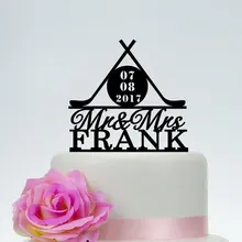 Пользовательские Хоккей торт Топпер, мистер и миссис свадебный торт Топпер, хоккейная Тема свадьбы, Хоккей вентилятор свадьбы, хоккей верхушка для торта