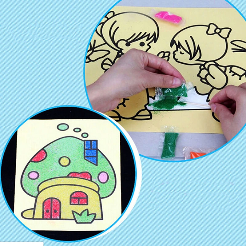 

2/5pcs/lot DIY Color Kids Color Sand Painting Art Creative Drawing Toys Sand Paper Art Crafts Toys for Children Sands Painting