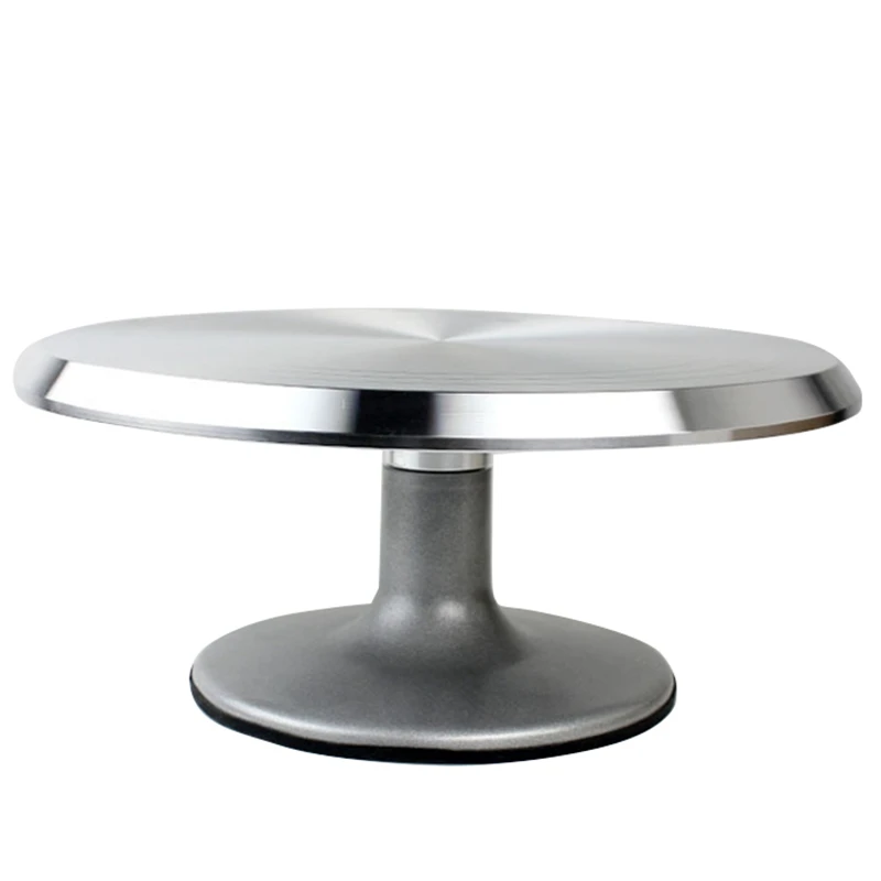 Cheap Baking Tool Alloy Mounted Cream Cake Turntable Rotating Table Stand Base Turn Around Decorating Silver Metal