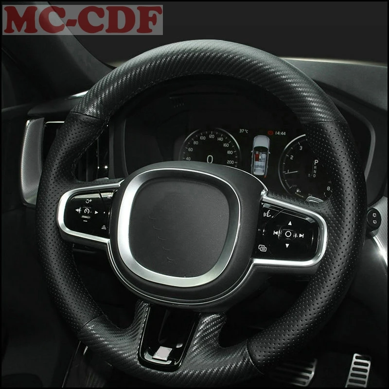 

For volvo xc60 2018 2019 Carbon fiber pattern Hand-stitched Car Steering Wheel Cover Car styling