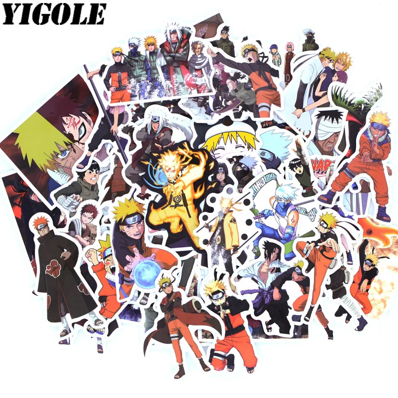 

49pcs/pack Japan Anime Naruto Stickers Kids Toy Funny Graffiti Sticker for Luggage Laptop Skateboard Moto Car Waterproof Sticker