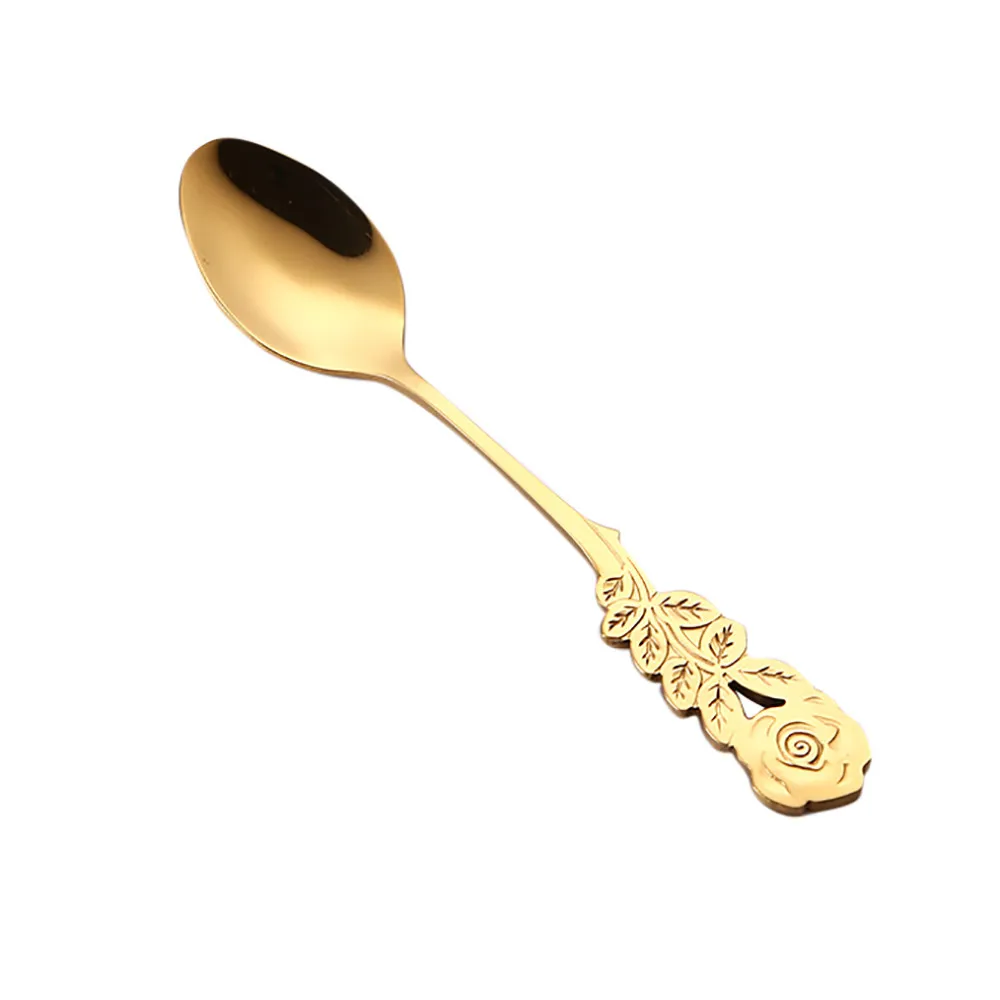 ISHOWTIENDA ложки с цветами из нержавеющей стали кофе чай Spork Столовые приборы десертное приспособление для салата высокого качества