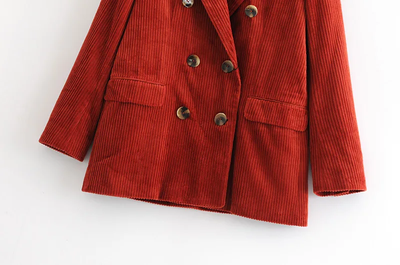 Corduroy Double-breasted Jacket Top Autumn and Spring European Women