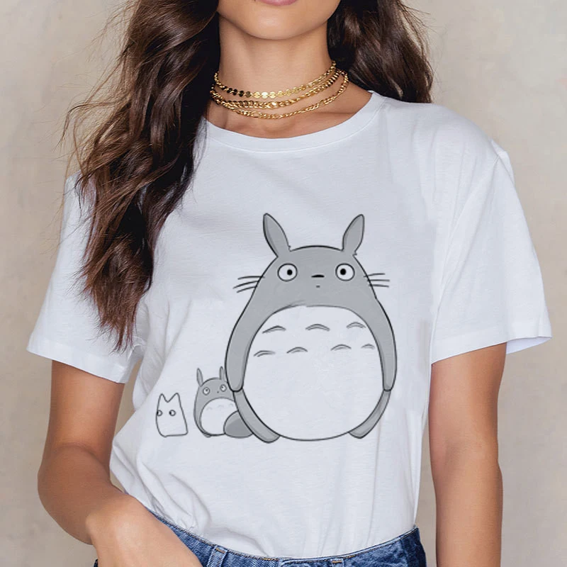 جديد Totoro ستوديو جيبلي T قميص المرأة المتناثرة Ullzang T قميص الأزياء 90 s قميص الانمي مضحك الكرتون بلايز أعلى المحملات الإناث