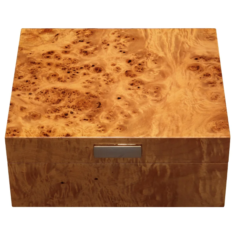 Luxury High Glossy Finish Cuban Cedar Wood Cigar Humidor Nice Storage Box W/ Moisture Meter Moisturizing Device