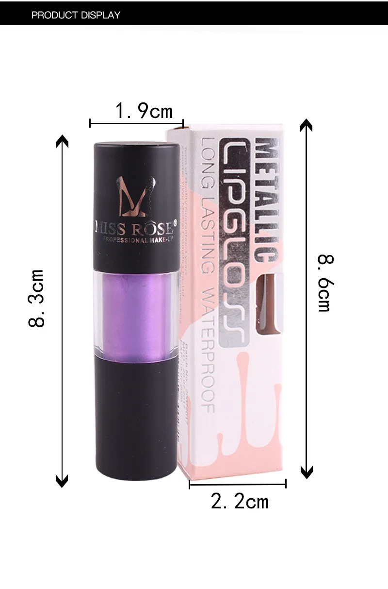 Мисс Роуз бренд Водонепроницаемый пигменты матовый блеск для губ Lip TINT Макияж Обнаженная металлик жидкости Губная помада матовая Velvet Блеск для губ косметический