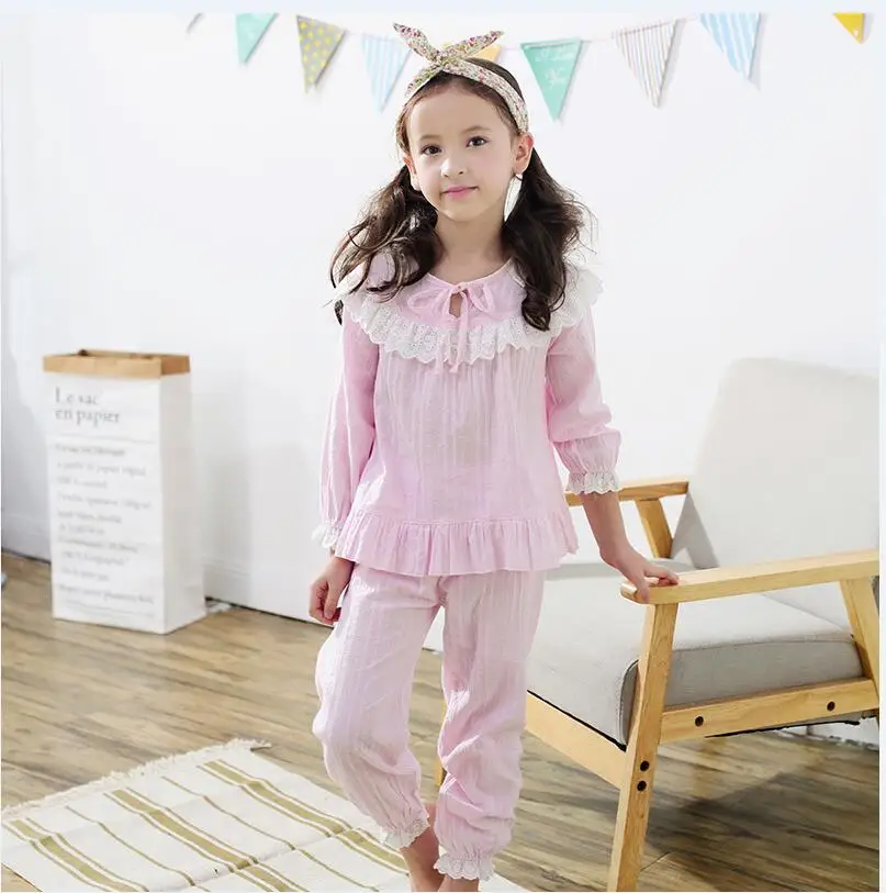 Детские милые хлопковые кружевные пижамы|Комплекты пижам| |