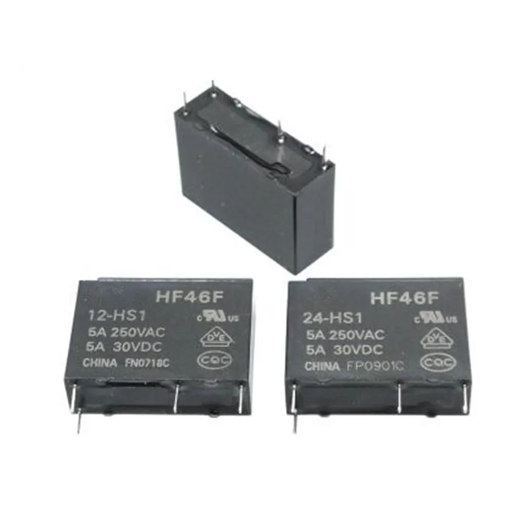 

10pcs Power relays HF46F-5-HS1 HF46F-12-HS1 HF46F-24-HS1 5A250VAC 4PIN