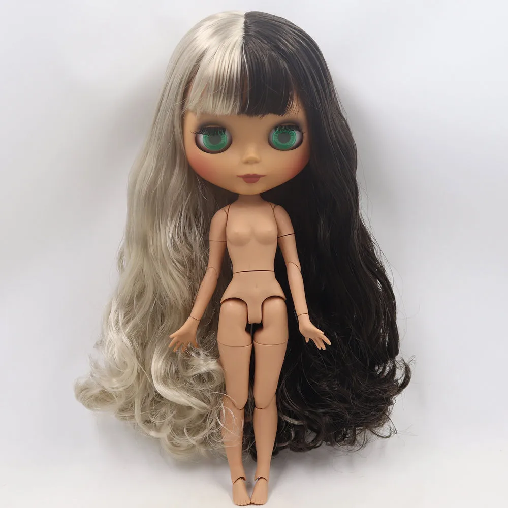 ICY Nude Blyth Кукла № BL950/8800 черный микс серебряные волосы суставы тела черная кожа матовое лицо 1/6 BJD - Цвет: like the picture