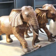 3" Китай Китайский Фэншуй брозовые тыквы-вазы в народном стиле фу животных большой пара статуэток-слонов