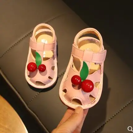 Детские сандалии baotou на весну и лето обувь для девочек От 0 до 2 лет для маленьких девочек детские, с мягкой подошвой Обувь вызова сандалии - Цвет: Розовый