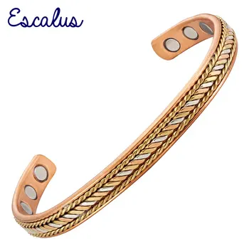 

Escalus Health Healing Magnetic Pure Copper Bangle For Women Gold Color Men fashion Charm Bracelet Wristband for Arthritis