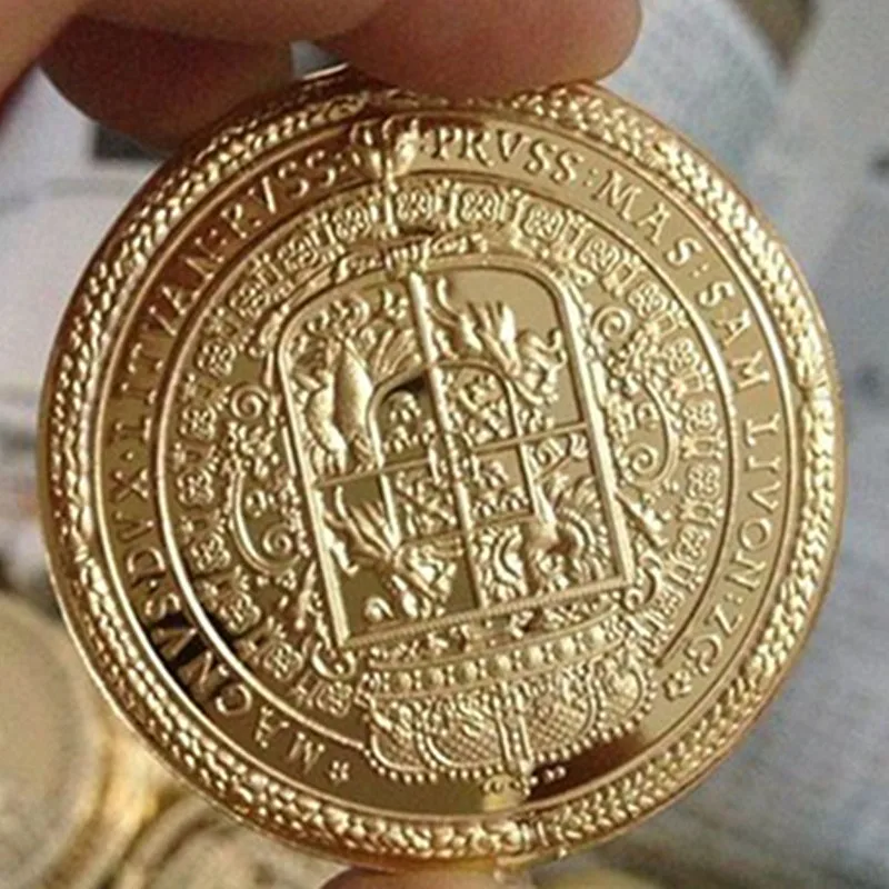 5 шт. Немагнитный значок императора полони 24 к с покрытием из настоящего золота 40 мм Коллекционная сувенирная монета