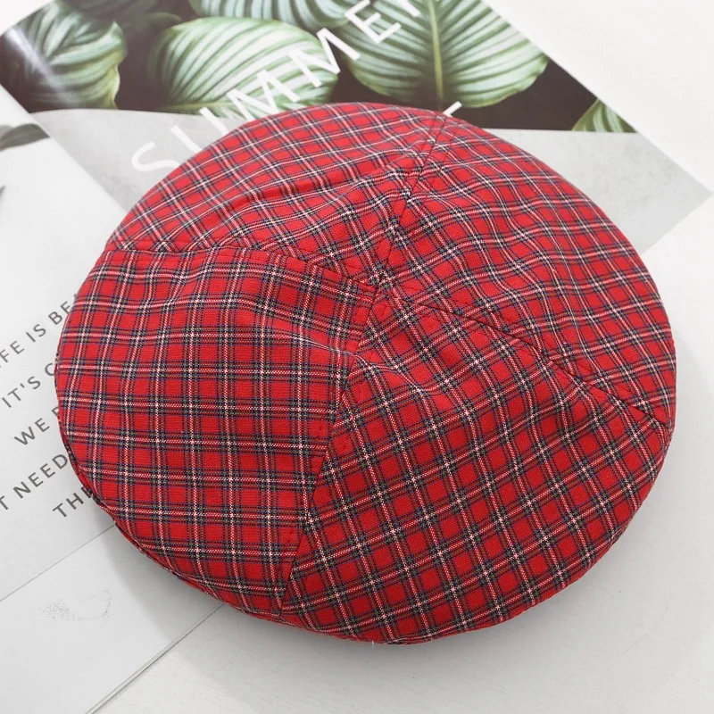 

Fashion Piaid Elegant Beret Hat Women Autumn Warm Hat Cotton Cusual Female Beret Hat for Girls 2019 New