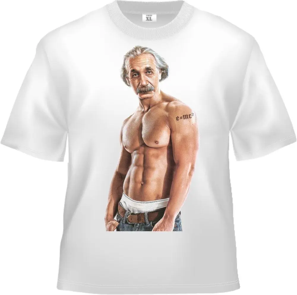 

T-Shirt Einstein Macho E=Mc2 White 100% Cotton Smart and Tattoo 2019 Fashion Retro Summer Mens Print T-Shirt Design T Shirt