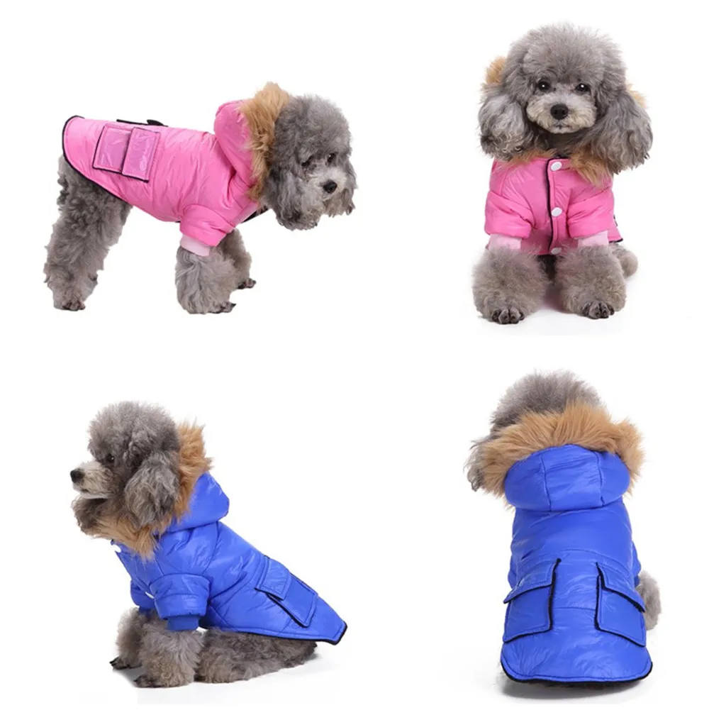 

Pet Dog Cat Clothing Winter Warm ClothingCostume Jacket Coat Apparel With Pockets And Hat Pet clothing