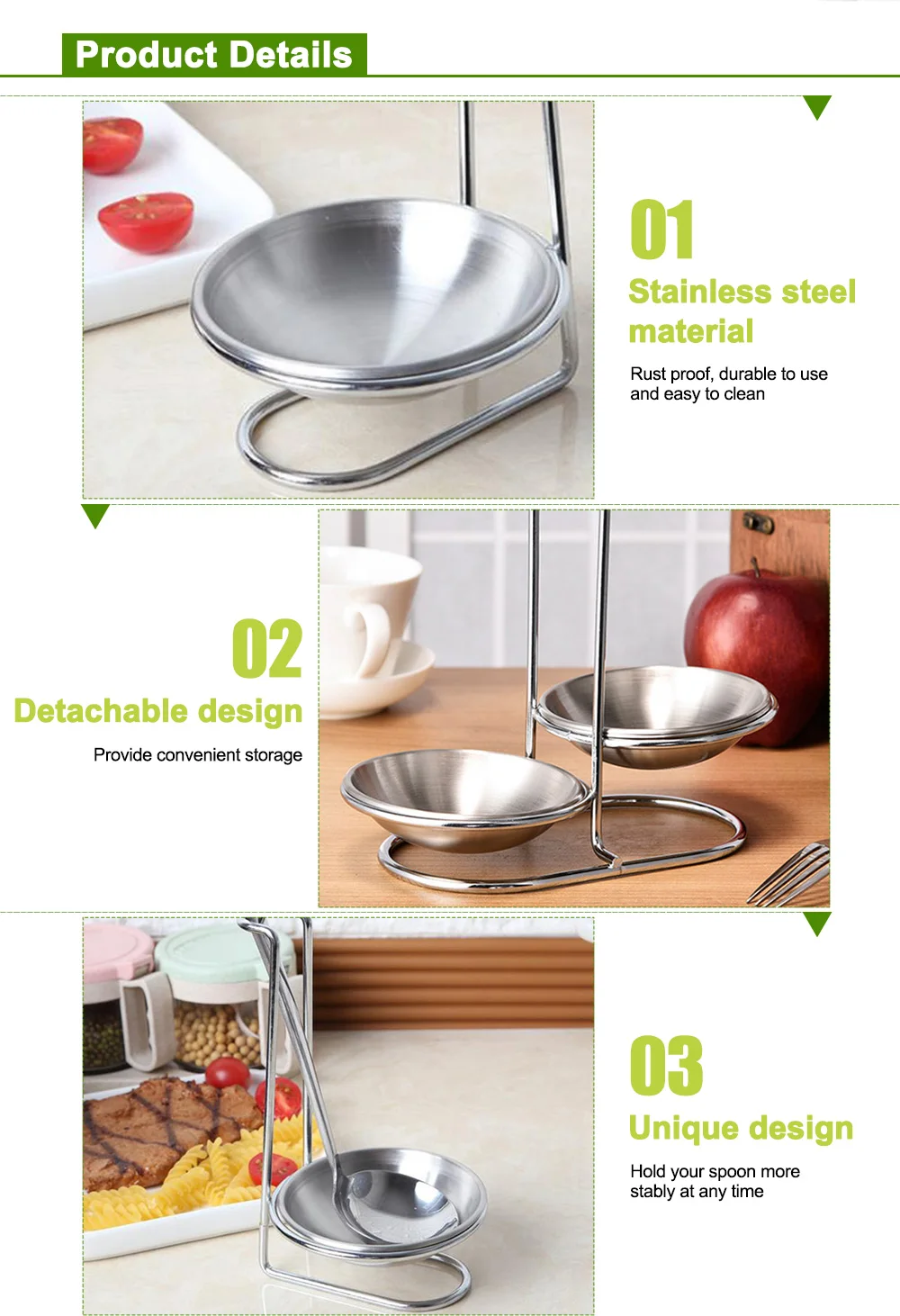 Stainless Steel Spoon Rest Vertical Holder for Soup Ladle