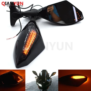 

Black Motorcycle Rearview Mirrors Turn Signals LED Lights Smoke Lens for Kawasaki ZX-6 ZZR600 ZXR400 Z750S ER-5 ZR750 ER6N ER6F