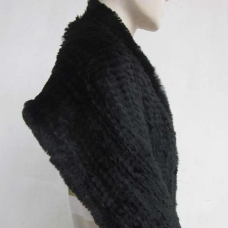 Шаль из натурального кроличьего меха с кисточкой Модный Зимний вязаный меховой шарф для женщин модные толстые роскошные шарфы для женщин
