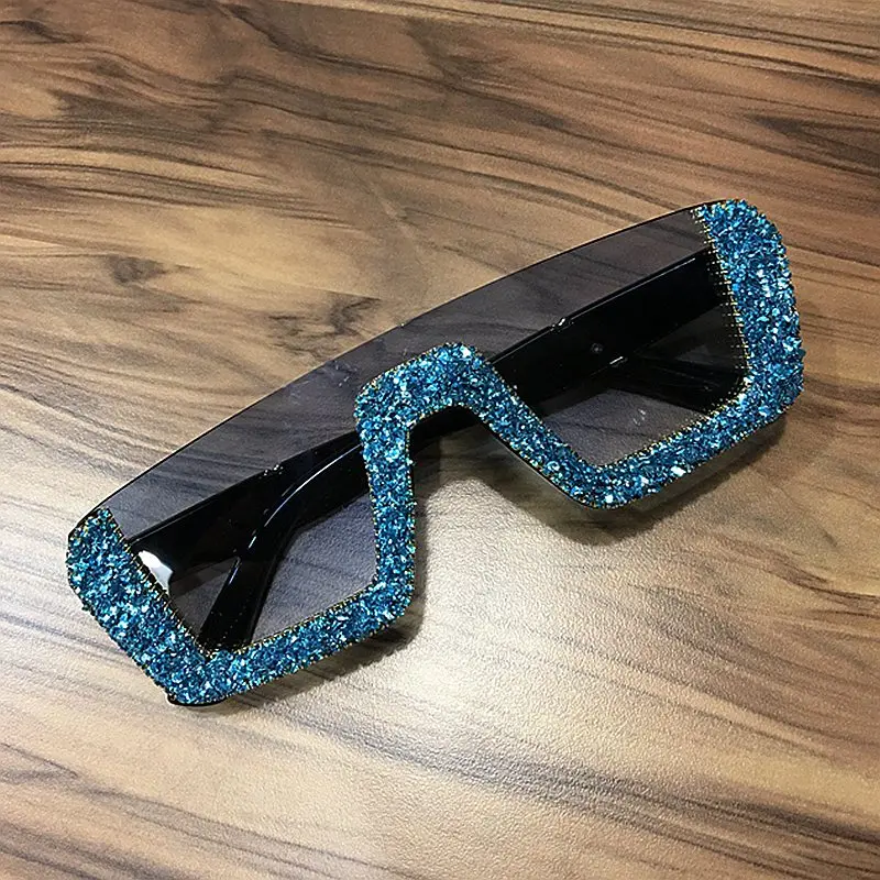 Новые солнцезащитные очки wo мужские брендовые дизайнерские роскошные солнцезащитные очки с украшением из камней мужские солнцезащитные очки с полуоправой Модные солнцезащитные очки UV400 - Цвет линз: Тёмно-синий